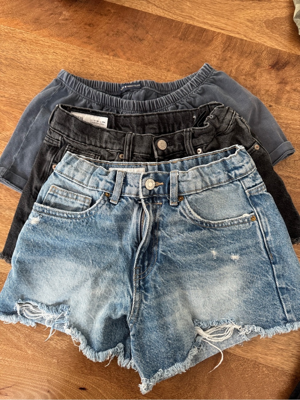 Girls Casual Frayed Hem Denim Shorts - Blue